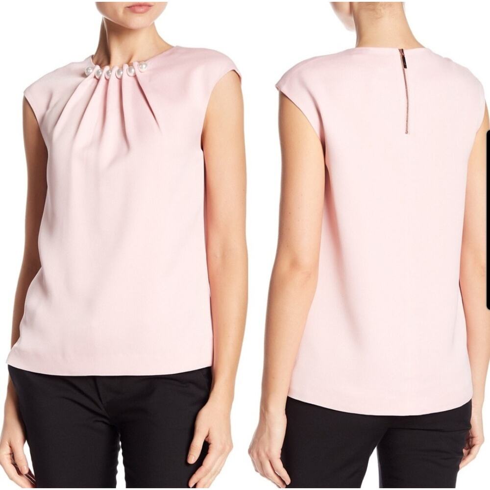 Ted Baker London Dusty Pink Camble Pearl Embellished Sleeveless Top US Size 6